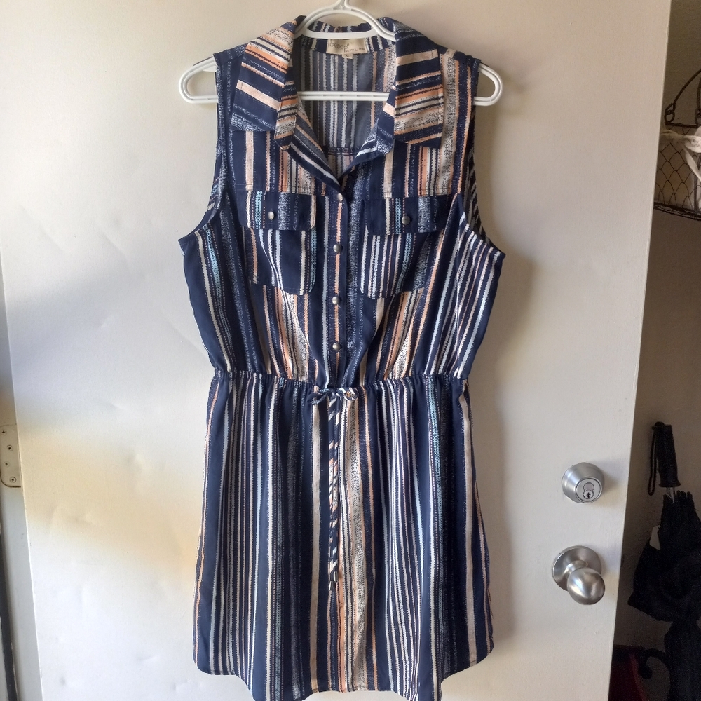 BeBop Navy and White Striped Dress